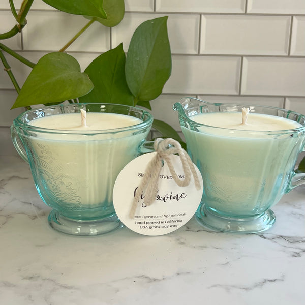 Blue Depression Cream & Sugar Set