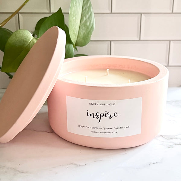 Blush & White Concrete Bowl